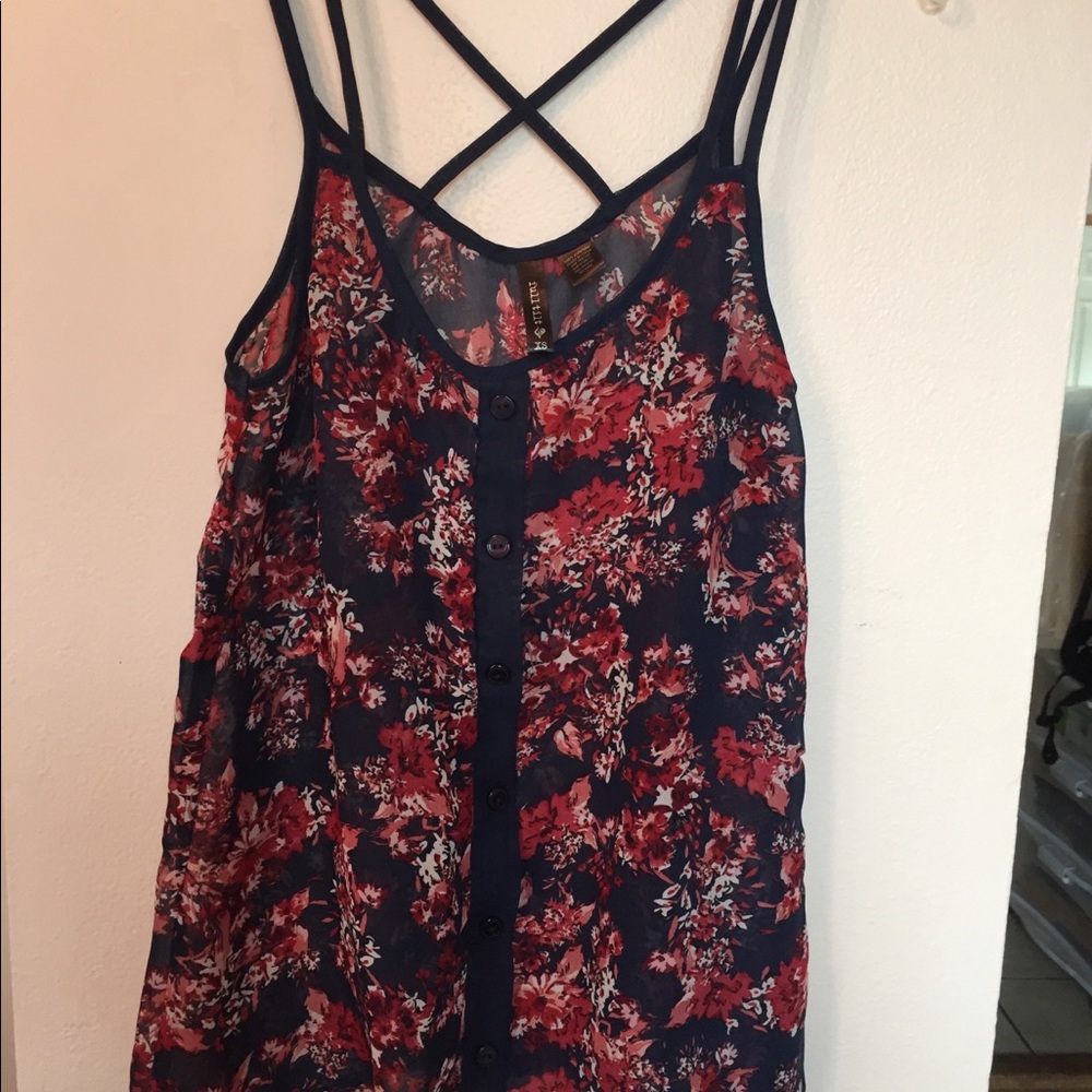 Sheer floral tank top